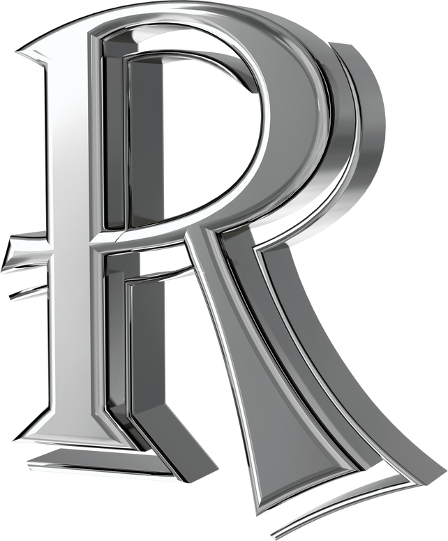 Silver Letters View from Right. Letter R