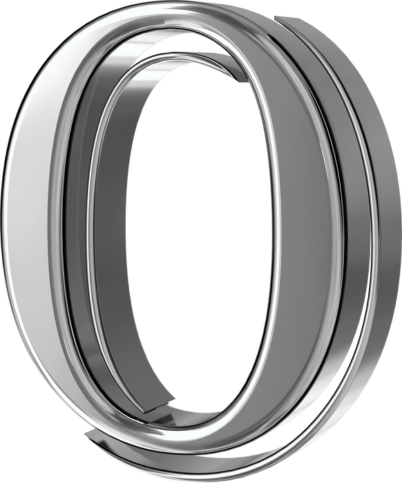 Silver Letters View from Right. Letter O