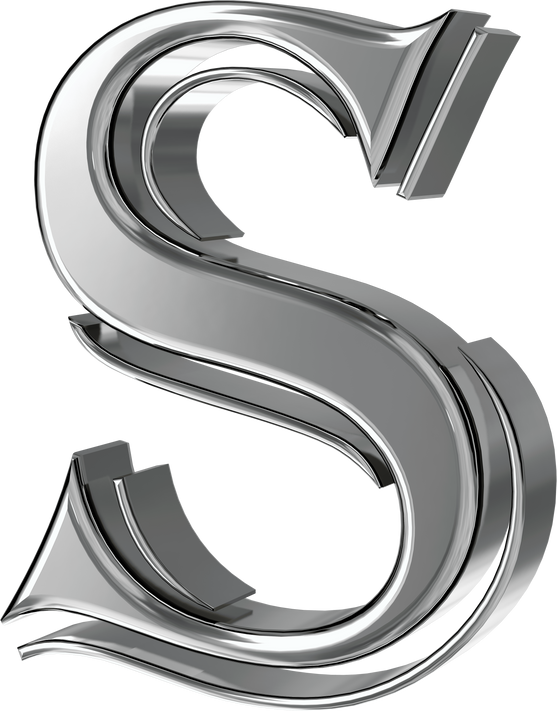 Silver Letters View from Right. Letter S